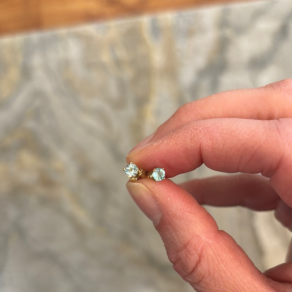 Gold Stud Earrings With Paraiba Tourmalines